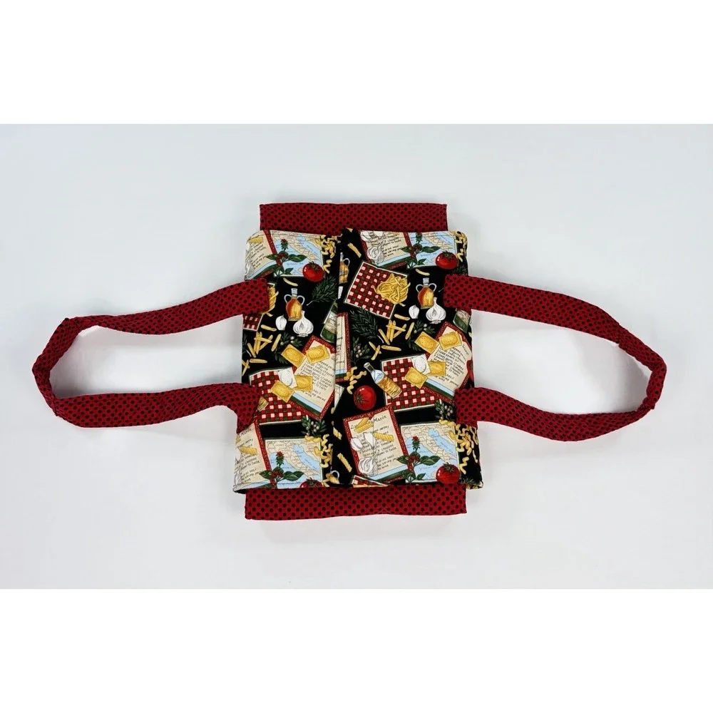 Handmade Insulated Casserole Carrier Tote Italian Pasta Print Red Polka Dot